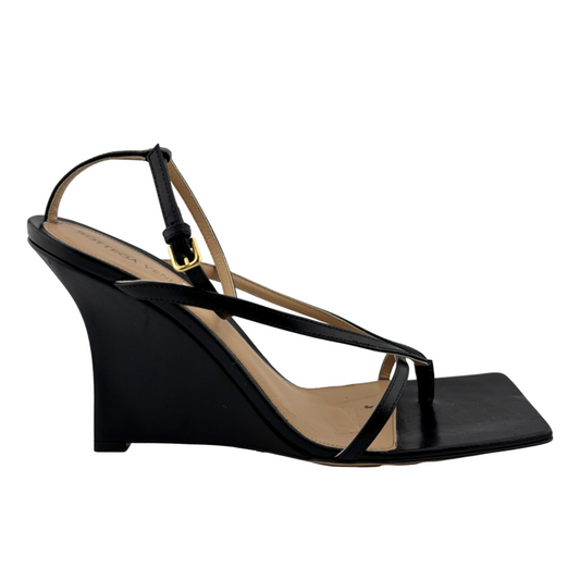 Bottega Veneta Black Wedge Heel Sandal, 40