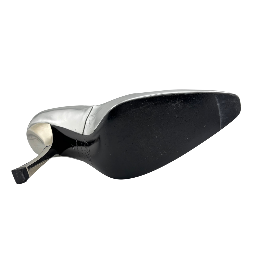 Roger Vivier Silver Metallic Curved Heel, 39