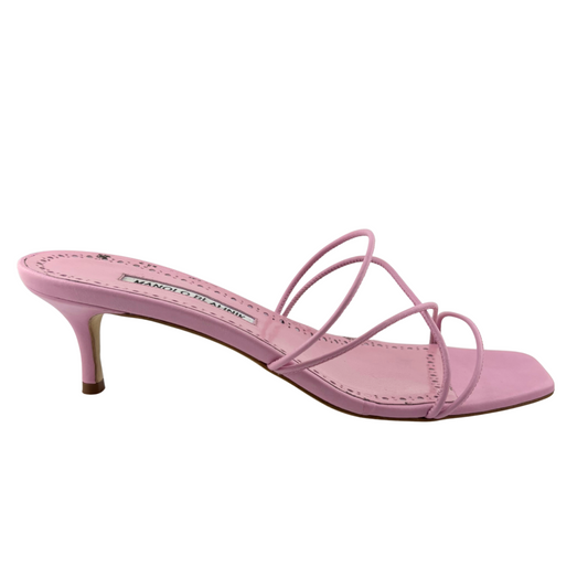 Manolo Blahnik Pink Ninfemu Strappy Heel Sandal, 39