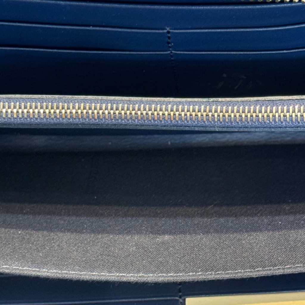 Prada Blue Saffiano Bow Zip Wallet