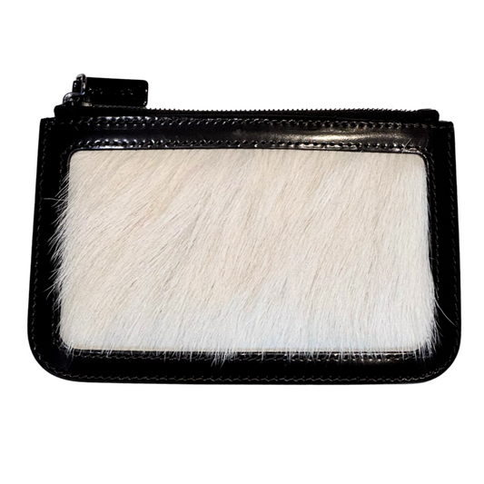 Celine Black Patent White Fur Coin Purse