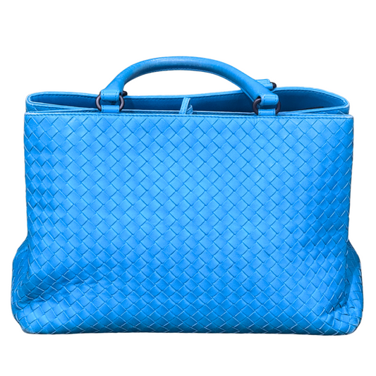 Bottega Veneta Blue Intreciatto Top Handle Bag