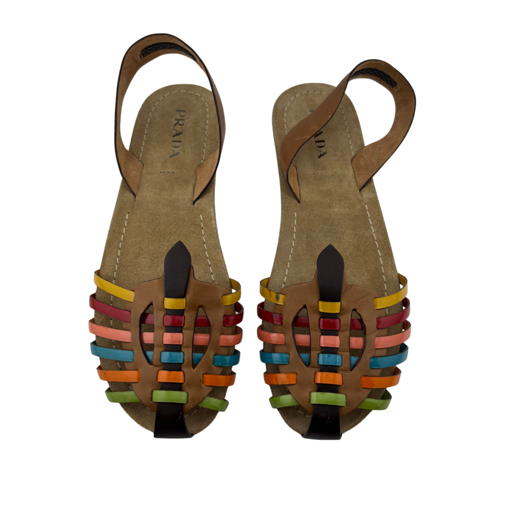 Prada Multicolor Slingback Sandal, 38.5