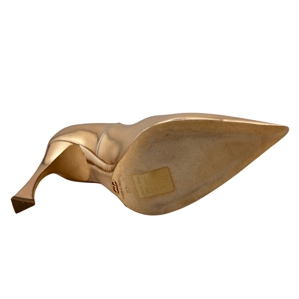 Christian Dior Rose Gold Metallic Pump, 37