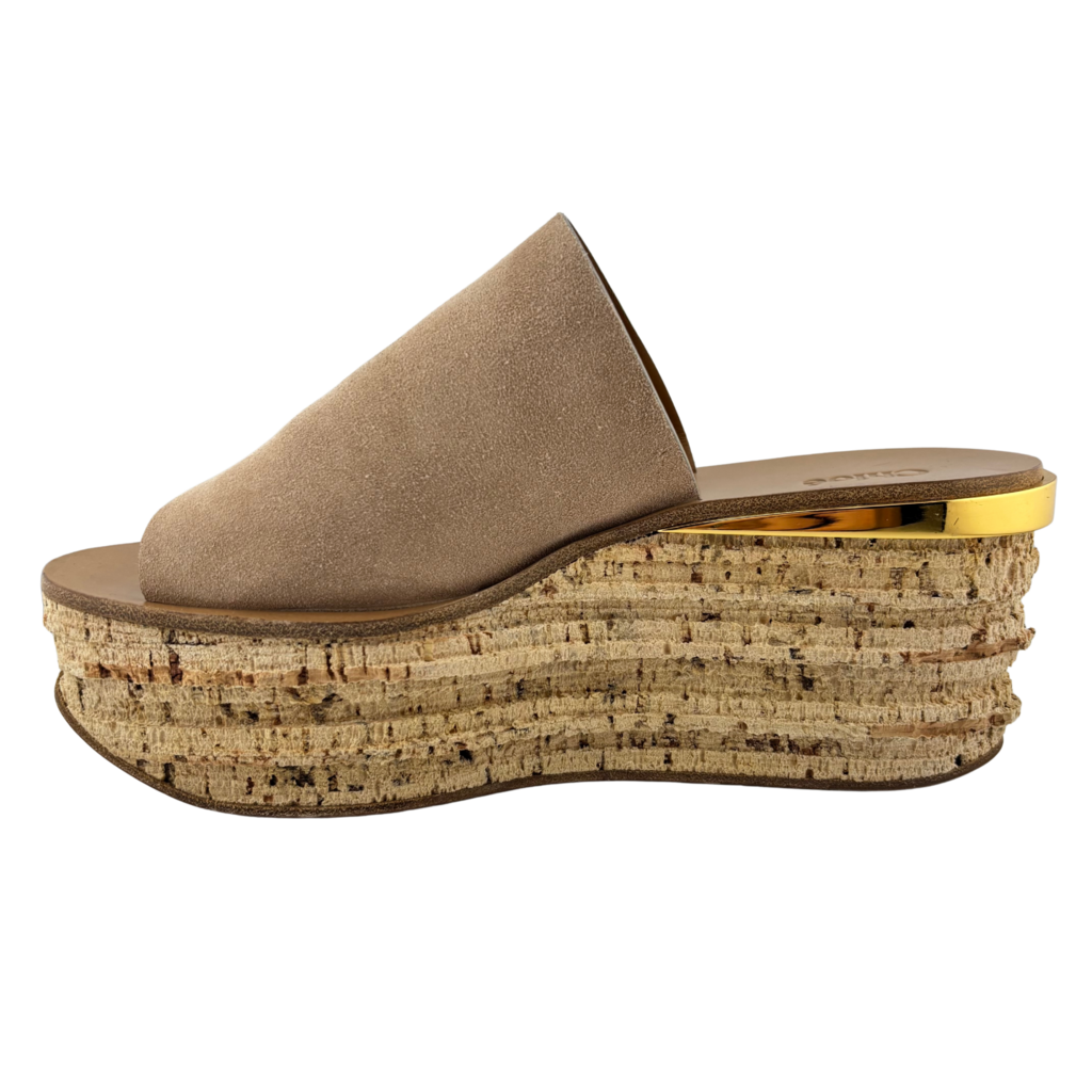 Chloe Tan Suede Platform Sandal, 40