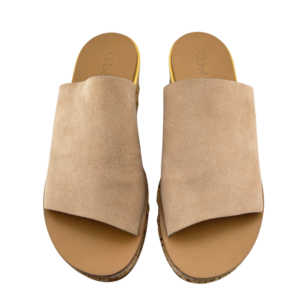 Chloe Tan Suede Platform Sandal, 40