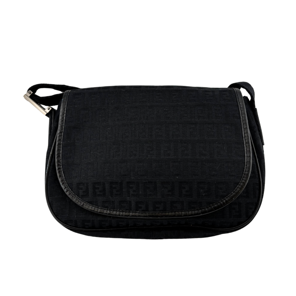 Black Zucchino Saddle Flap Crossbody Bag