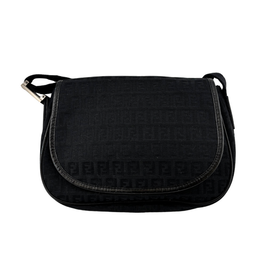 Black Zucchino Saddle Flap Crossbody Bag