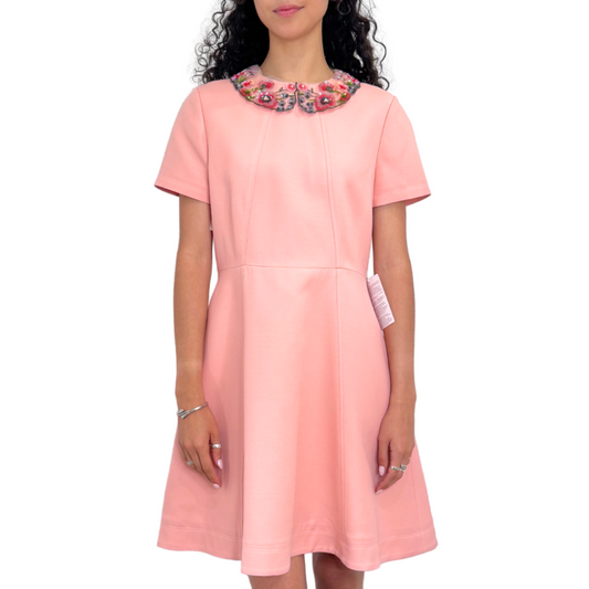 Valentino Pink Floral Bead & Embroidery Collar Dress, 8