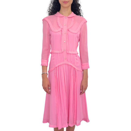 Gucci Pink Silk Pleated Dress, 38