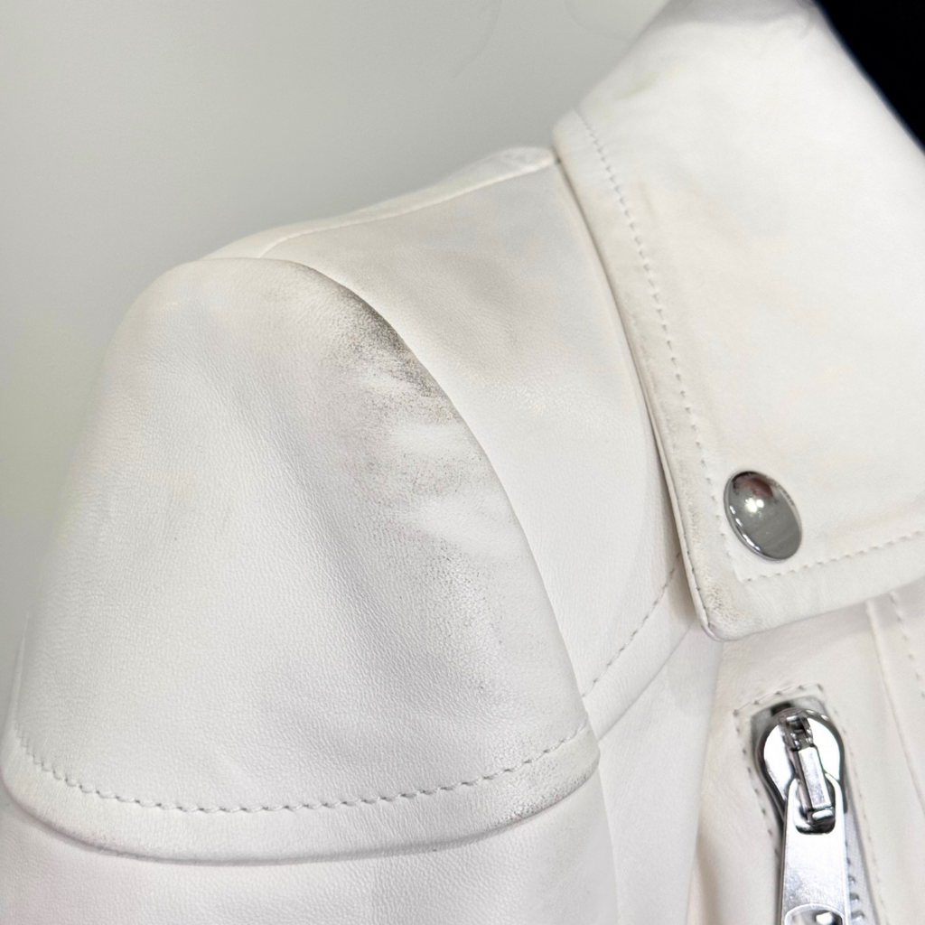 Alexander McQueen White Leather Jacket with Tails, 40 (AS IS)