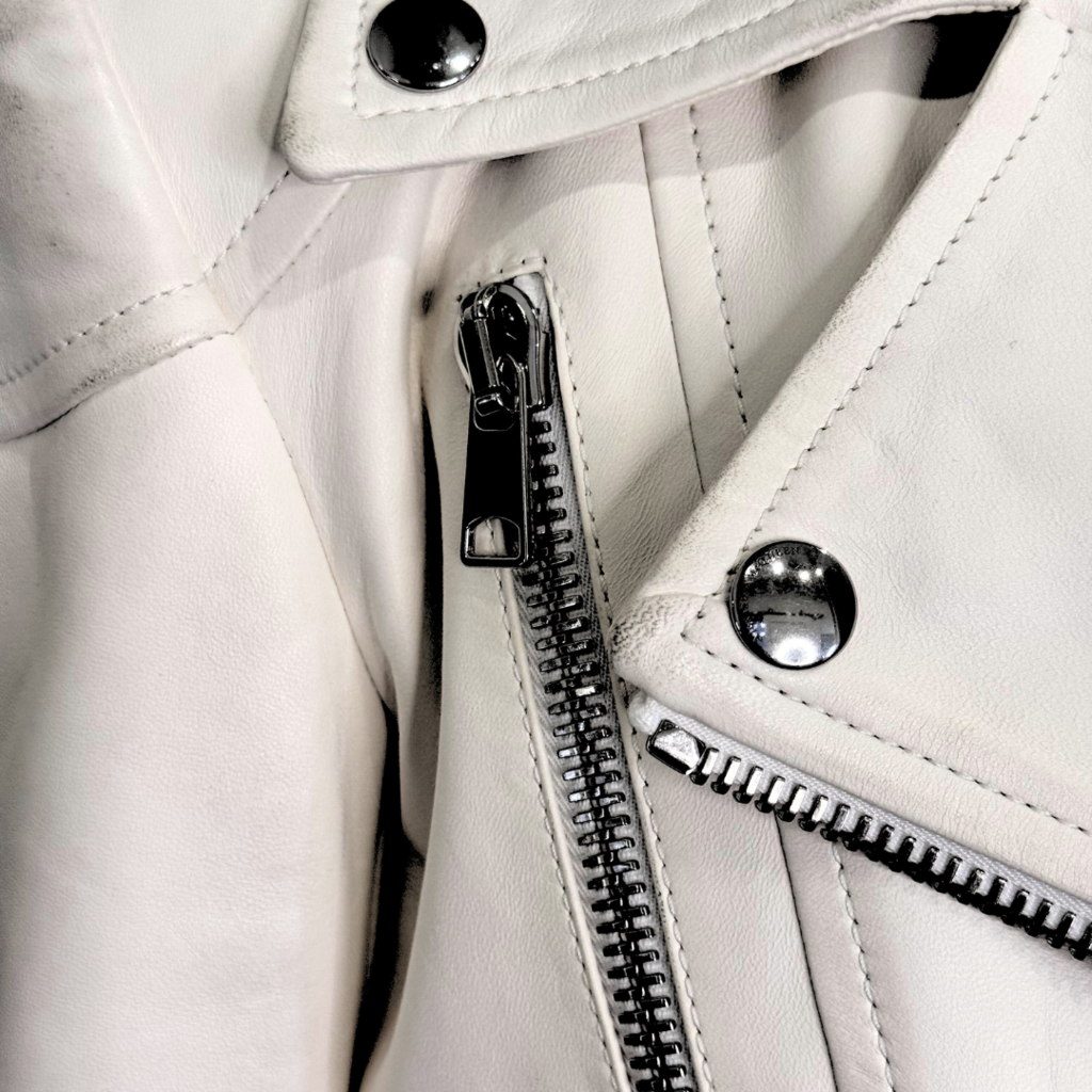Alexander McQueen White Leather Jacket with Tails, 40 (AS IS)