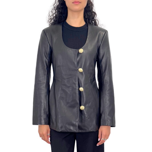 Dagmar Black Lamb Leather Jacket, 32 (WT)
