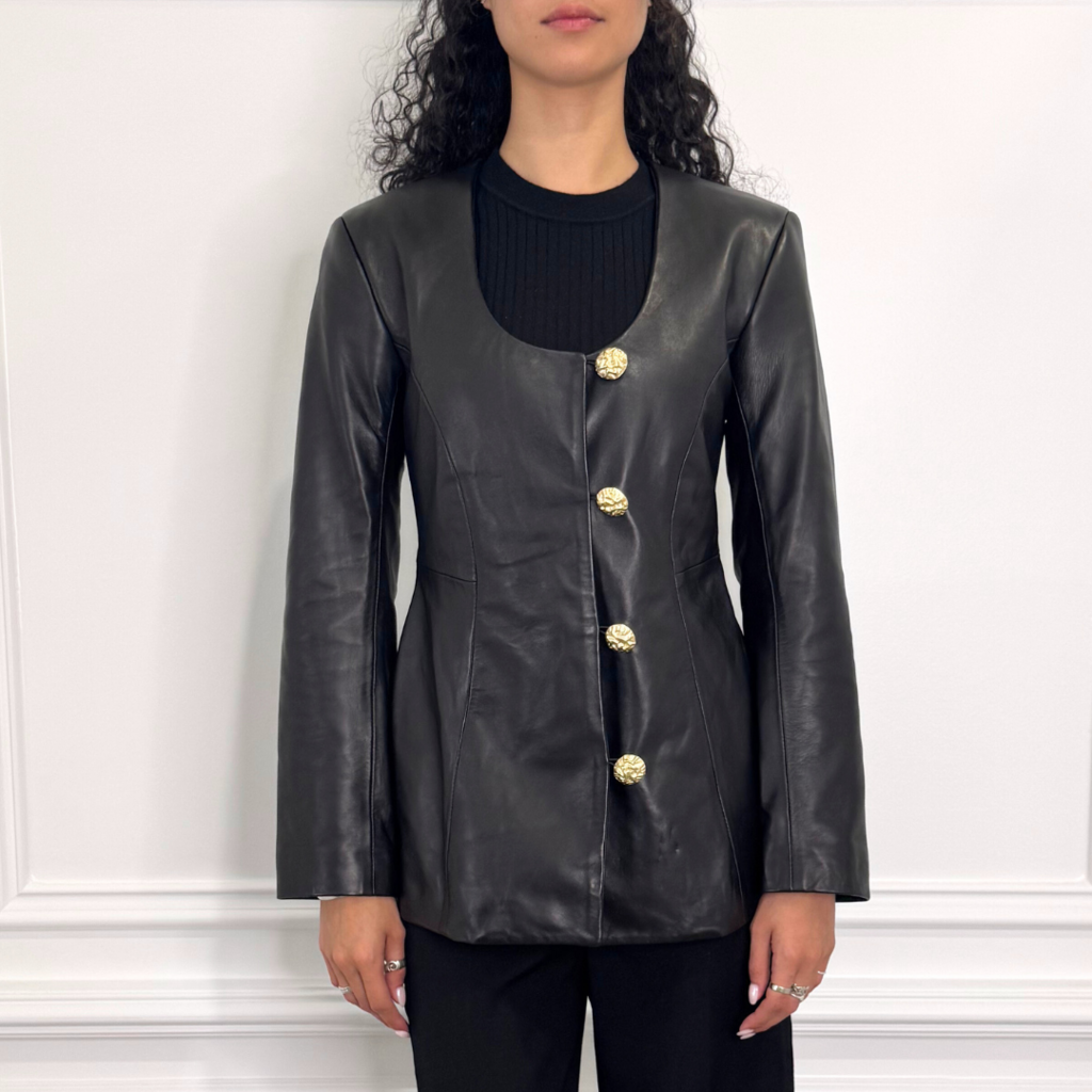 Dagmar Black Lamb Leather Jacket, 32 (WT)
