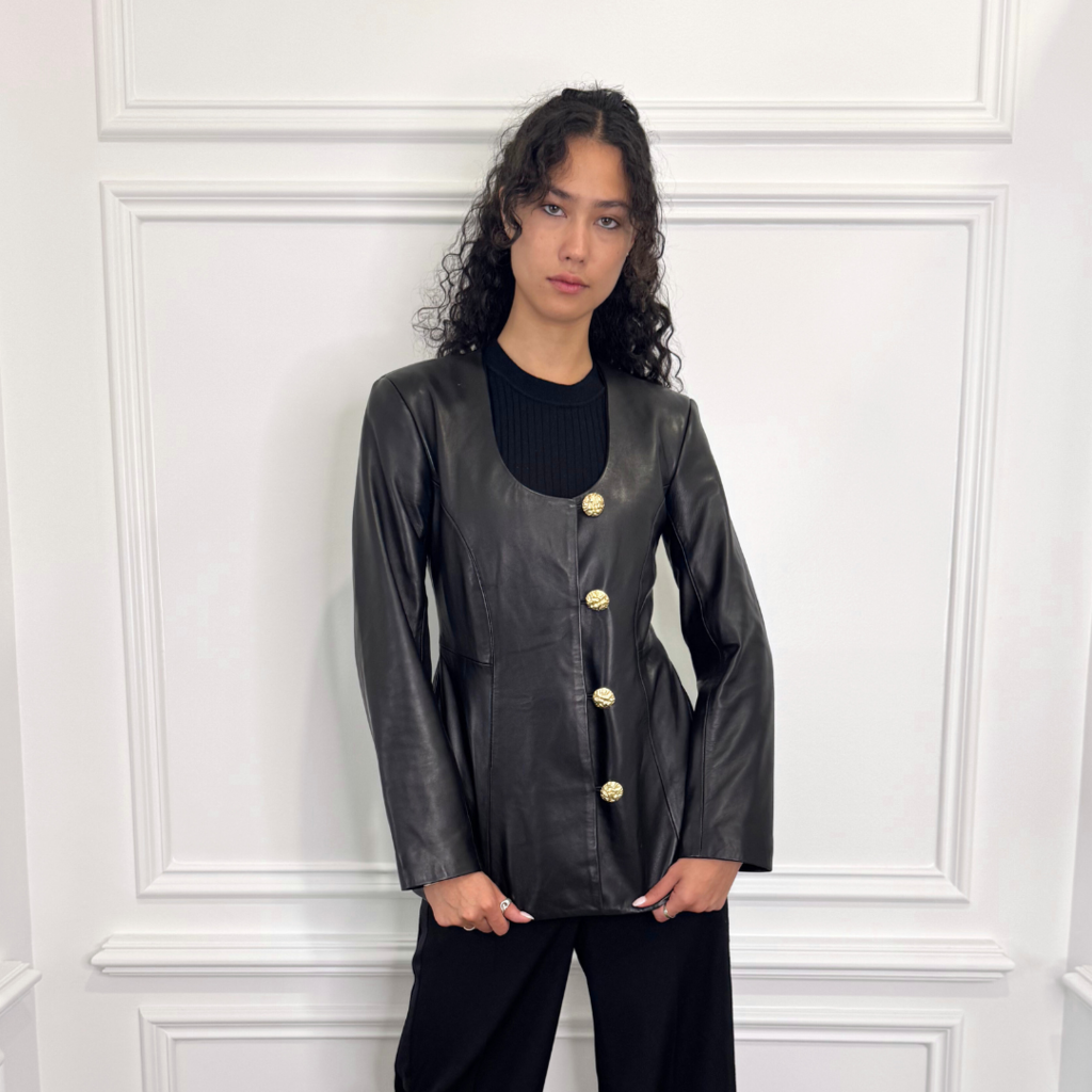 Dagmar Black Lamb Leather Jacket, 32 (WT)