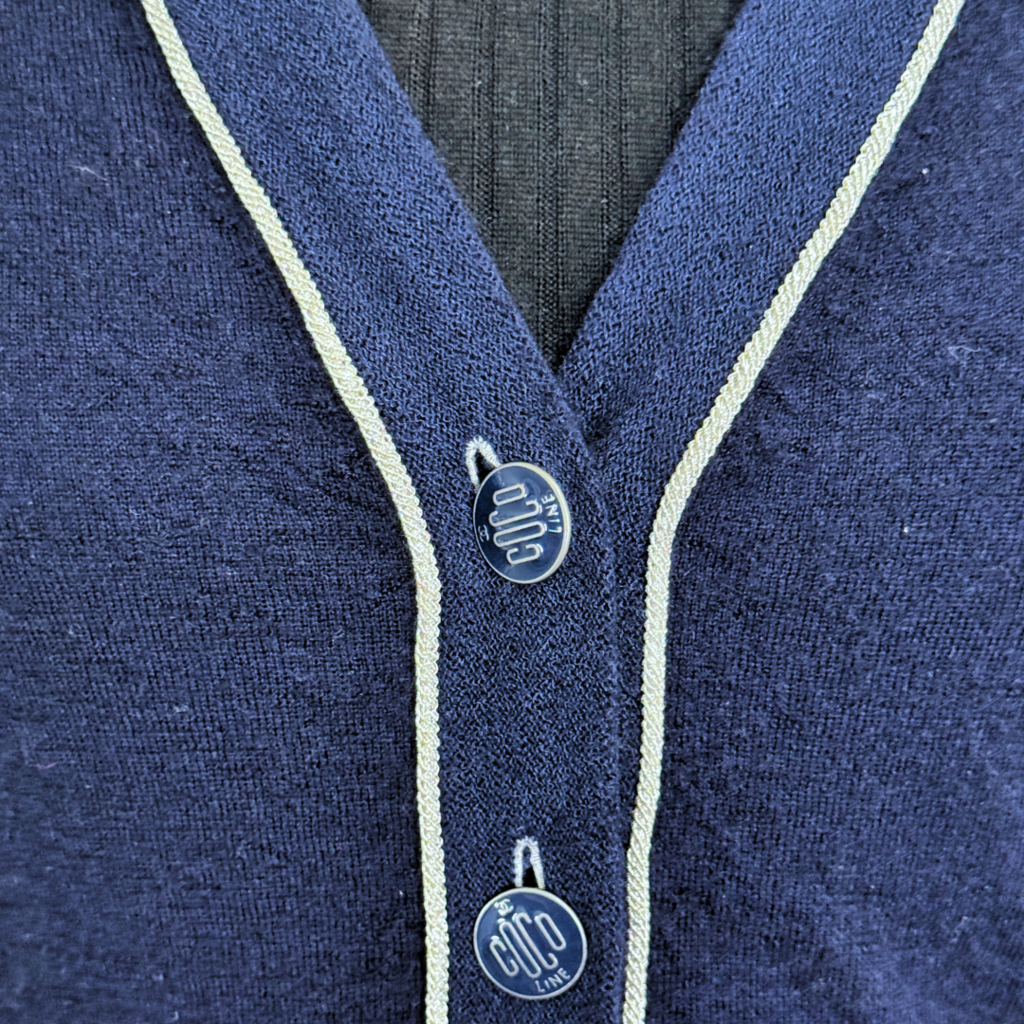 Chanel Navy Cropped Cardigan with Silver Trim
