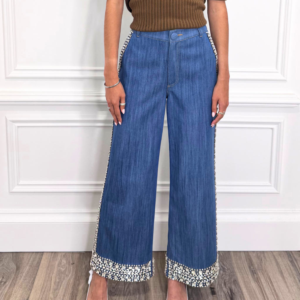 Huishan Zhang Crystal Embellished Jean, 6 (NWT)