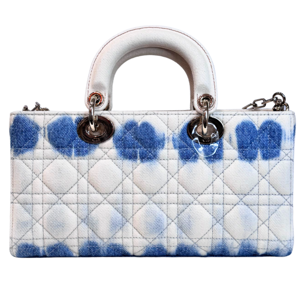 Christian Dior White & Blue Tie Dye Lady Dior Joy Bag