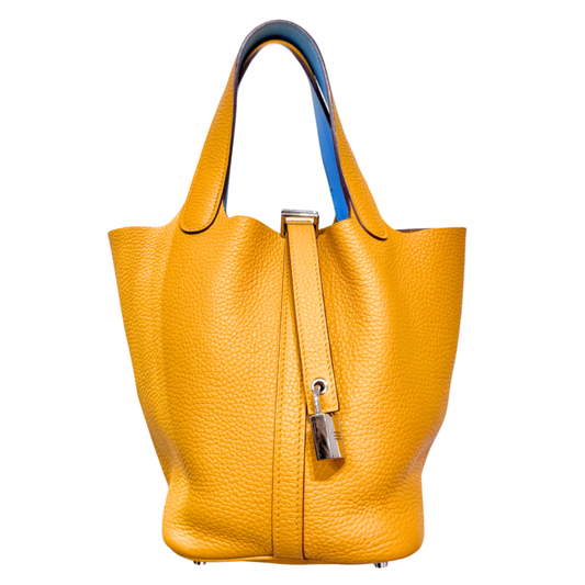 Hermès Picotin Celeste Jaune Eclat Togo 18CM Palladium HW (2017) (FULL SET)