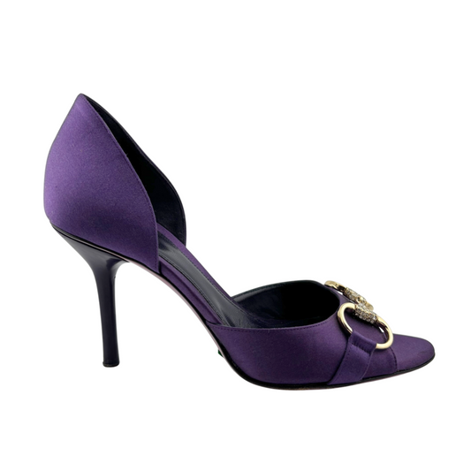 Gucci Purple Peep Toe Horsebit Heel, 5B