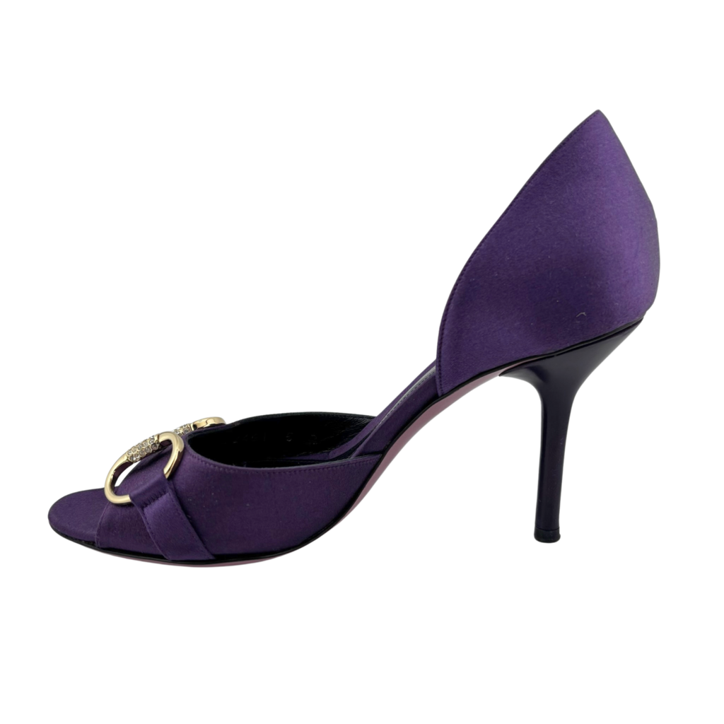 Gucci Purple Peep Toe Horsebit Heel, 5B
