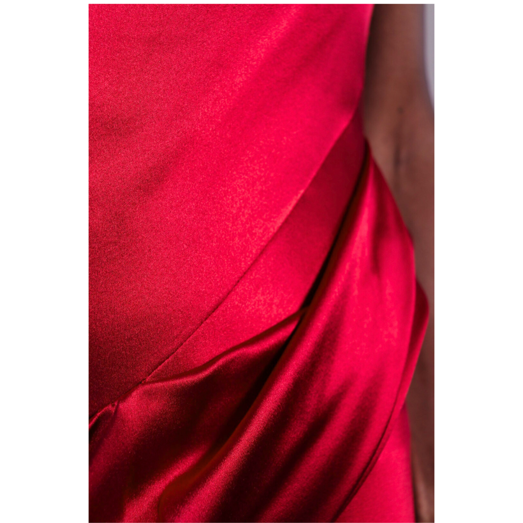 Oscar de la Renta Red Draped One Shoulder Gown, 0 (AS IS)