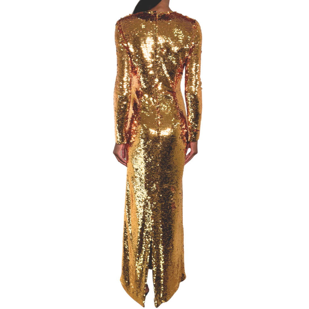 Dolce & Gabbana Gold Sequin Floor Length Gown, 44