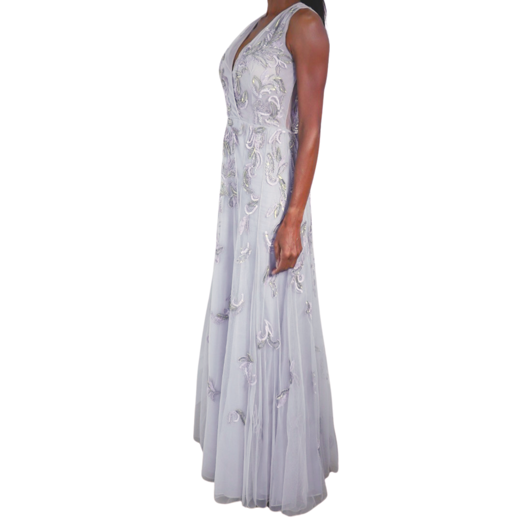 Dennis Basso Silver Mesh and Sequin Gown, 6