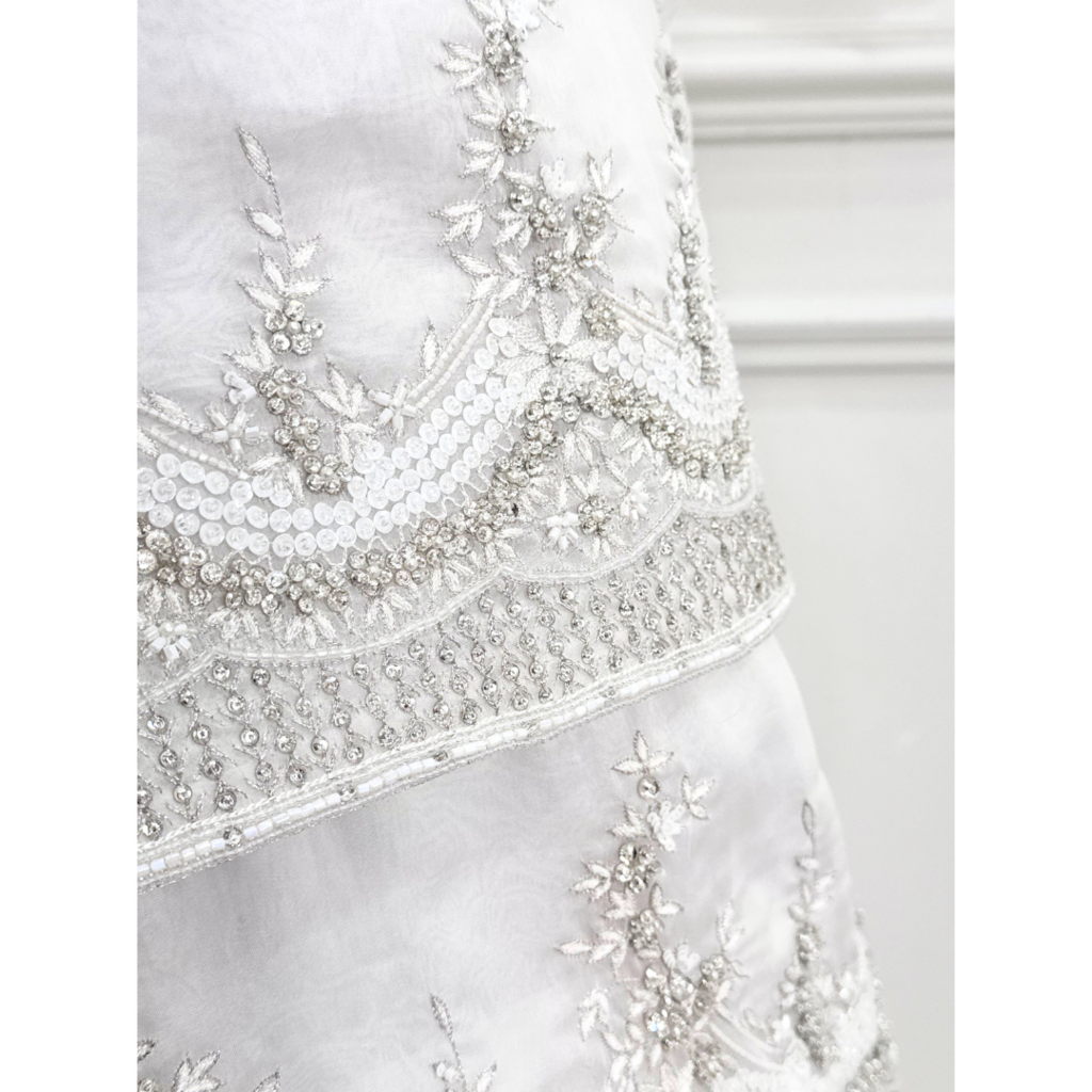 Randi R Rahm White Crystal Beaded Wedding Gown