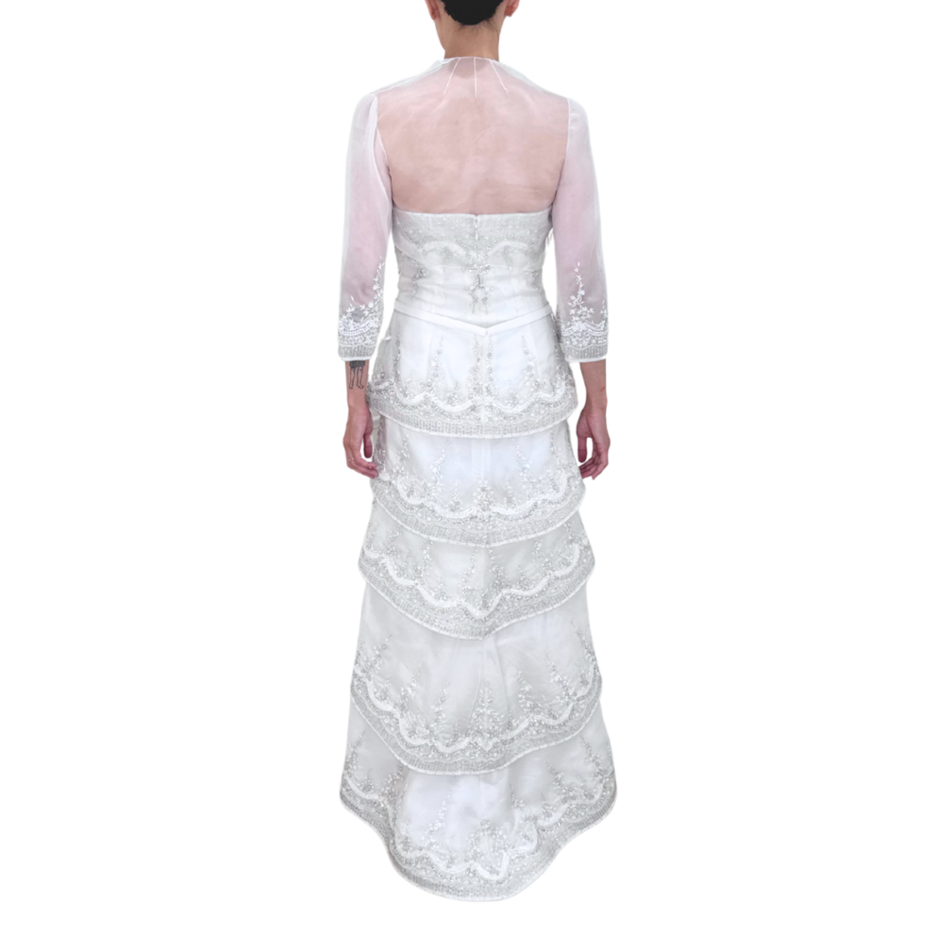 Randi R Rahm White Crystal Beaded Wedding Gown