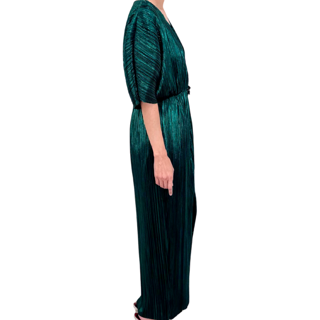 House of Harlow Green Metallic Snowflake Brooch Dress, S