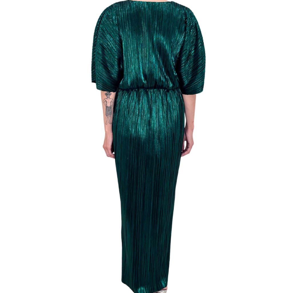 House of Harlow Green Metallic Snowflake Brooch Dress, S