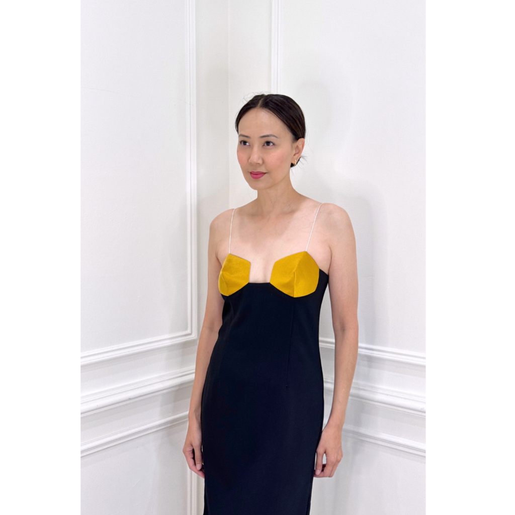 Bevza Black & Gold Mini Dress, S