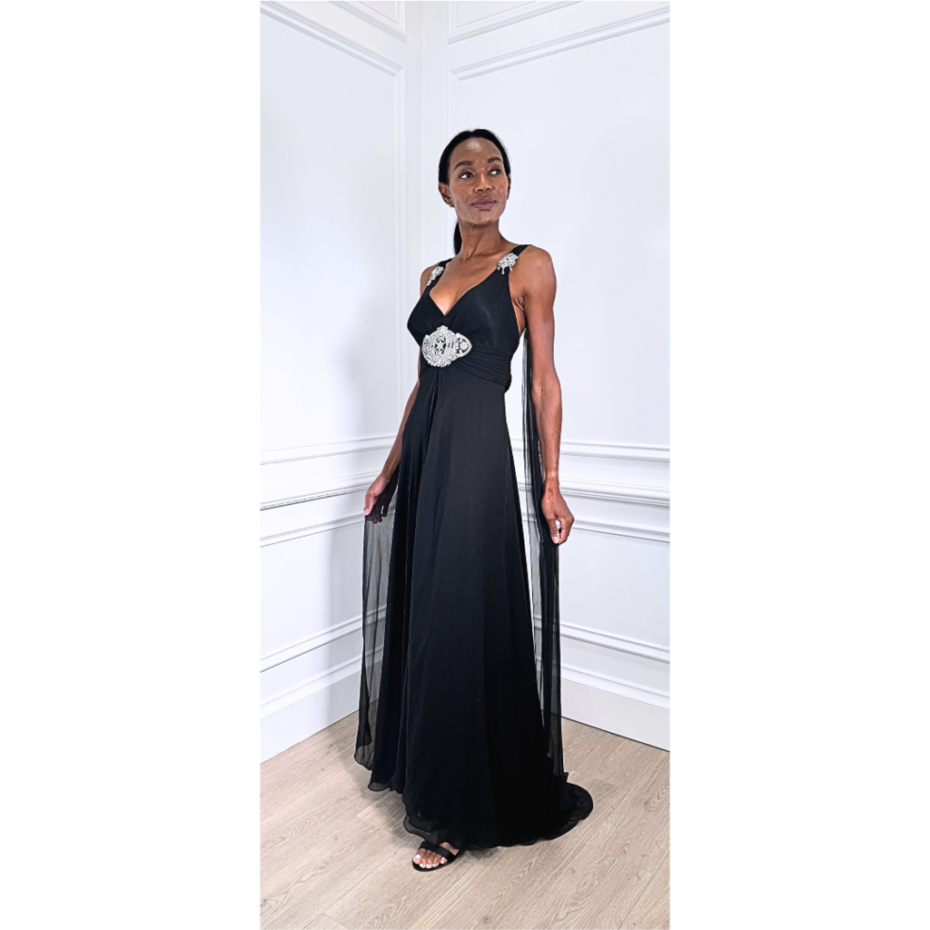 Jenny Packman Black Embellished Gown