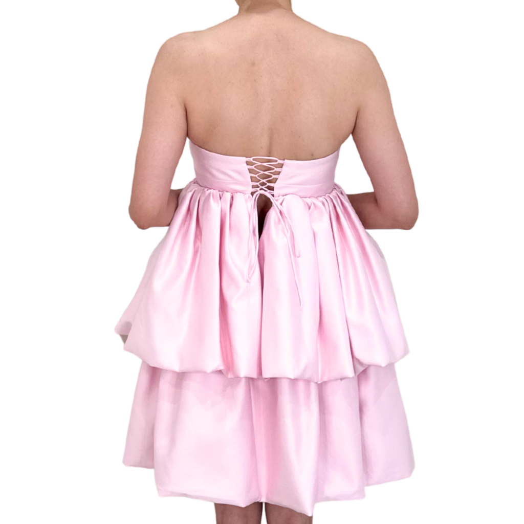 Rotate Pink Strapless Tiered Mini Dress, 4