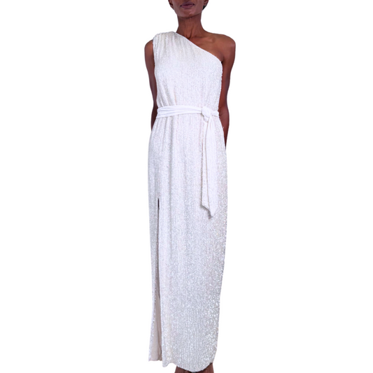 Retrofete White Crystal One Shoulder Dress, XS (NWT)