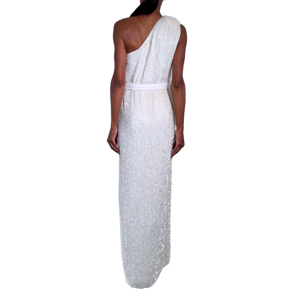 Retrofete White Crystal One Shoulder Dress, XS (NWT)