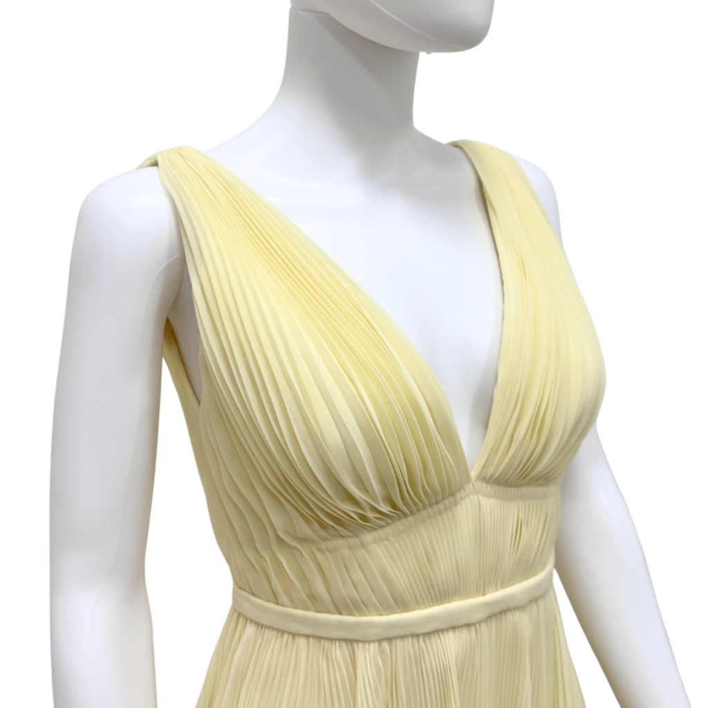Prada Butter Yellow Floor Length Pleated Dress
