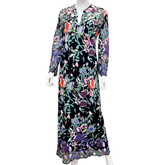 Valen Floral Guipure Black Lace Cotton Dress & Slip