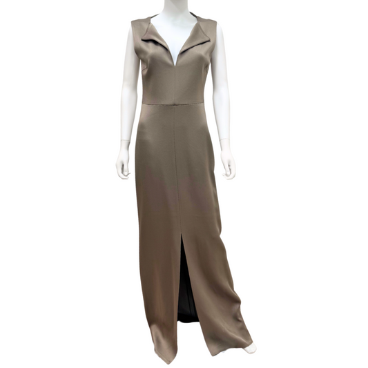 Partow Grey Acetate Collared Maxi Dress, 4