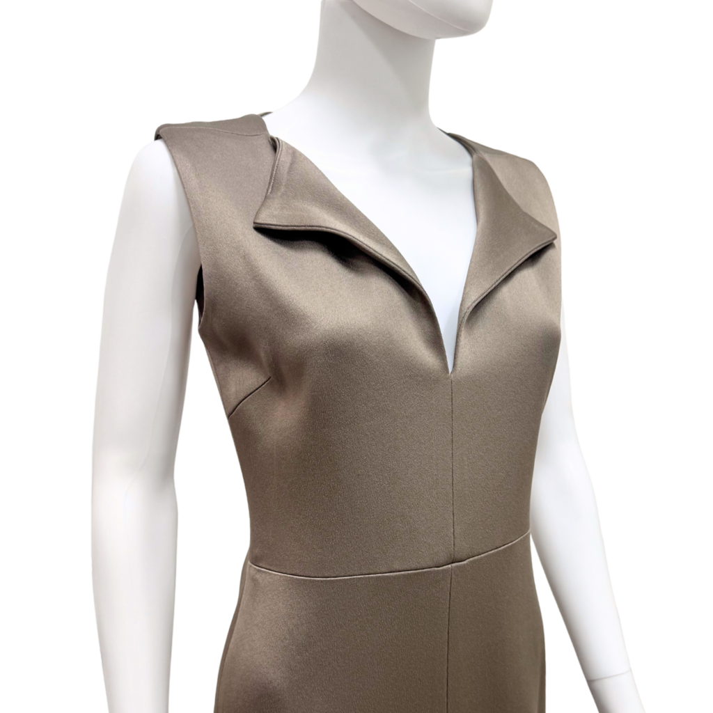 Partow Grey Acetate Collared Maxi Dress, 4