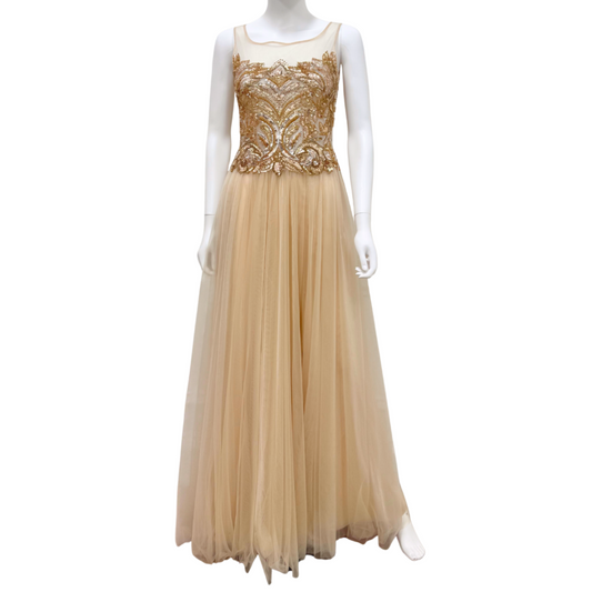 Basix Black Label Gold Sequin Tulle Dress, 2 (AS IS)
