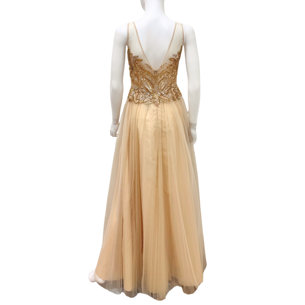 Basix Black Label Gold Sequin Tulle Dress, 2 (AS IS)