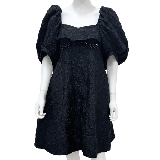 Simone Rocha Black Floral Applique Dress, 6