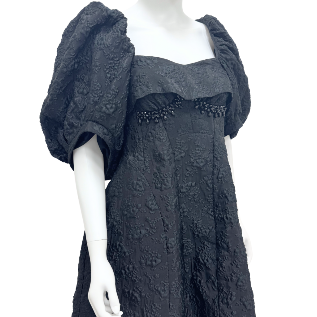 Simone Rocha Black Floral Applique Dress, 6
