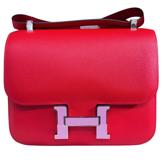 Hermès Constance III Rouge de Coeur Red Epsom 24CM Mauve Sylvestre Enamel Hardware (2019)