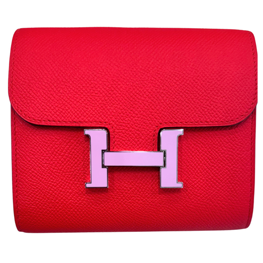 Hermès Constance Wallet Hermès Constance III Rouge de Coeur Red Epsom Mini Mauve Sylvestre Enamel Hardware (2019)