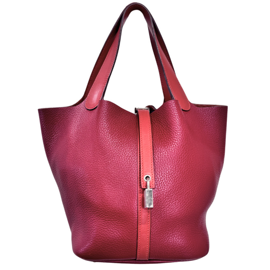 Hermès Picotin Red Rouge Clemence 22CM Palladium HW (1998)