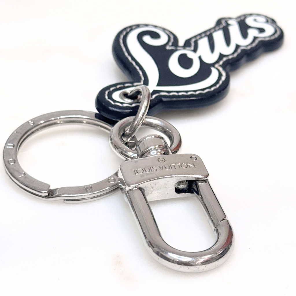 Louis Vuitton Black & White Louis Leather Charm Key Chain