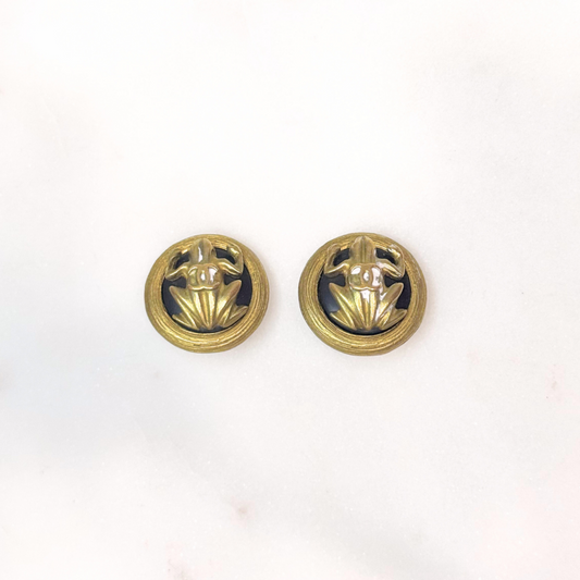 Chanel Frog Motif Clip On Earrings